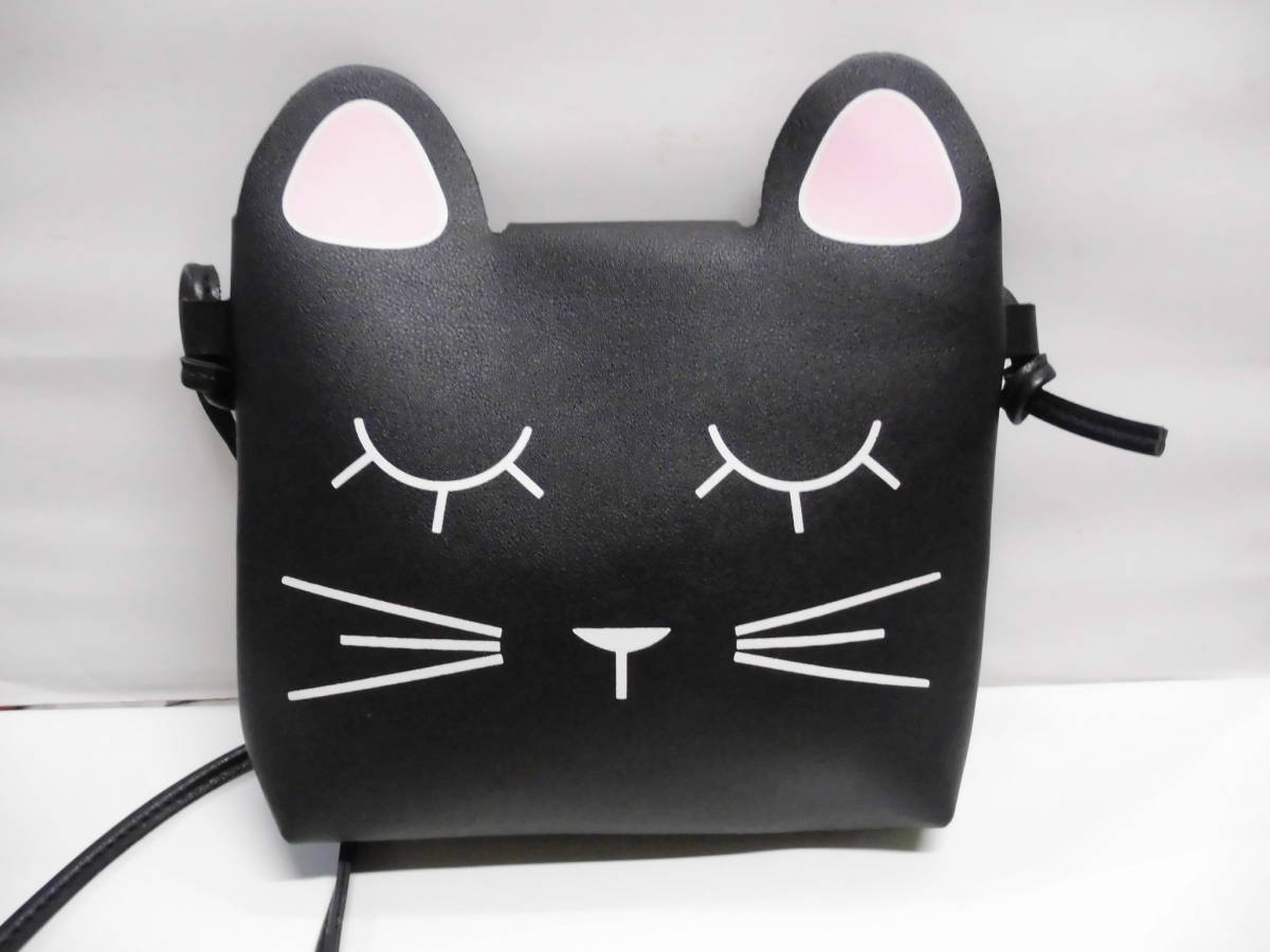 猫型バッグ　☆　耳付き　☆　ショルダーバッグ　☆　ポシェット　☆　黒　☆　未使用品　☆