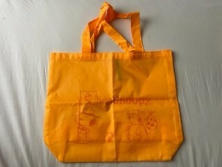 新品★スヌーピー★エコバッグ★きれいオレンジ★ショッピングバッグ★畳んで丸めて留めて★A4横にすっぽり入ります