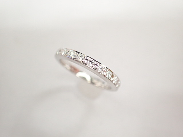 美品 田崎真珠 タサキ K18WG ダイヤ計0.19ct ハーフエタニティ デザイン リング 指輪