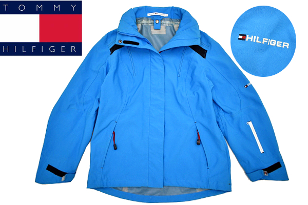 A-3948★TOMMY HILFIGER トミーヒルフィガー US SKI TEAM★ライトブルー フード収納 撥水加工 マウンテンパーカー スキー ジャケット Ｍ