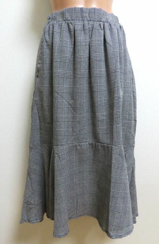 ☆【新品】chocol raffine robe　ショコラフィネローブ　裾フレアグレンチェックロングスカート　Ｆ