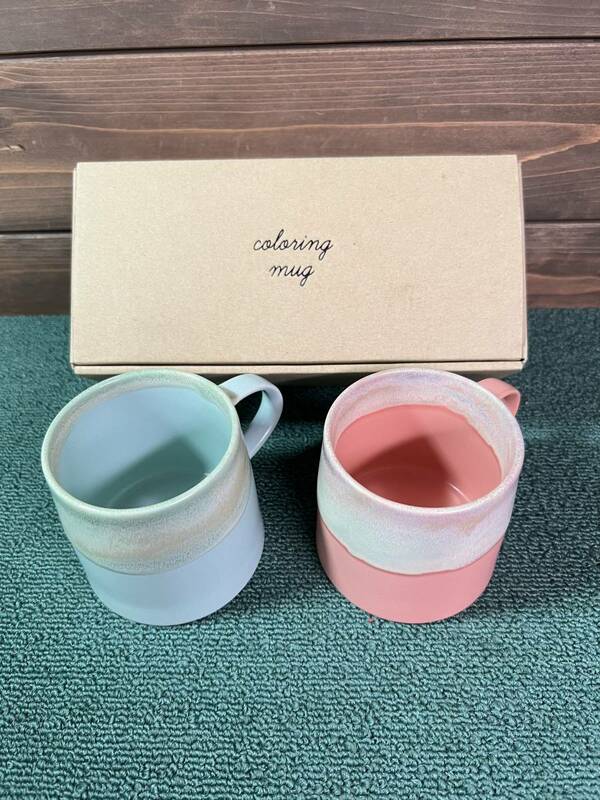 ☆coloring　ペアマグカップ（N）ピンク・水色　未使用・長期保管品☆