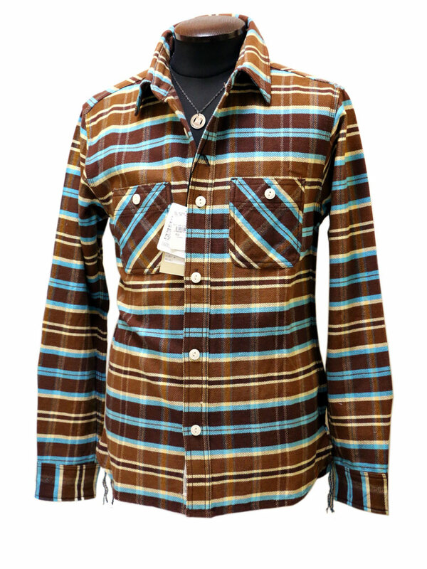 HOUSTON（ヒューストン）秋冬 ビエラチェック 長袖ワークシャツ ネルシャツ ブラウン Ｍサイズ #40332 新品