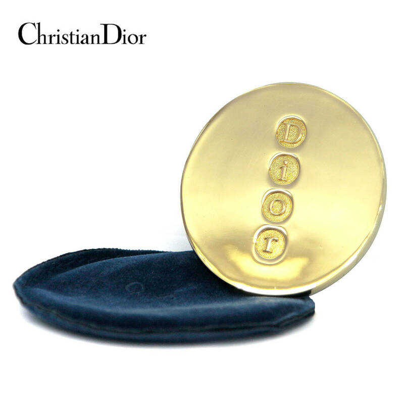 送料無料【 Christian Dior 】クリスチャン・ディオール 鏡 携帯 ミラー パフューム ゴールド ケース 袋つき