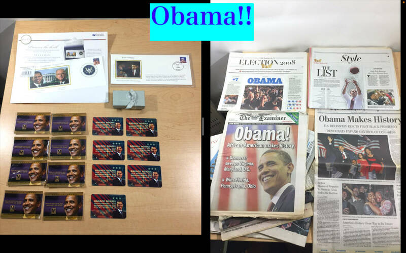 超レア！！ バラックオバマ グッズ 新聞 記念品 切手 カード アメリカ合衆国 元大統領 オバマ barack obama 米国 バイデン コレクション
