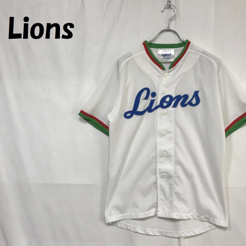【人気】Lions/ライオンズ ユニフォーム スポーツウェア ロゴマーク 半袖シャツ 10番サイン入り ホワイト サイズM/S4681
