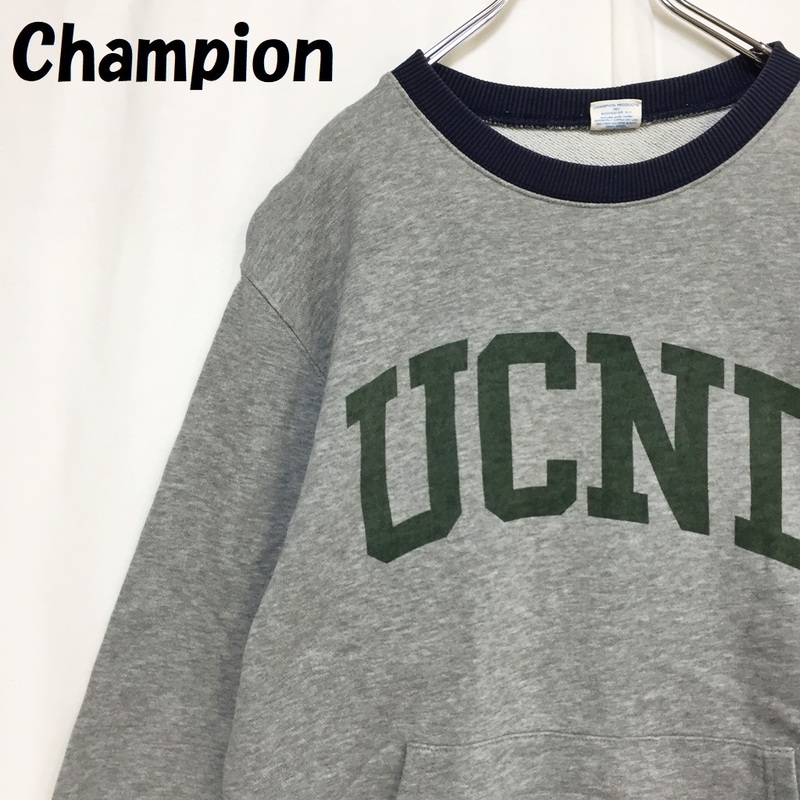 【人気】Champion/チャンピオン ロゴ スウェット トレーナー UCND コットン100％ グレー サイズL/S4202