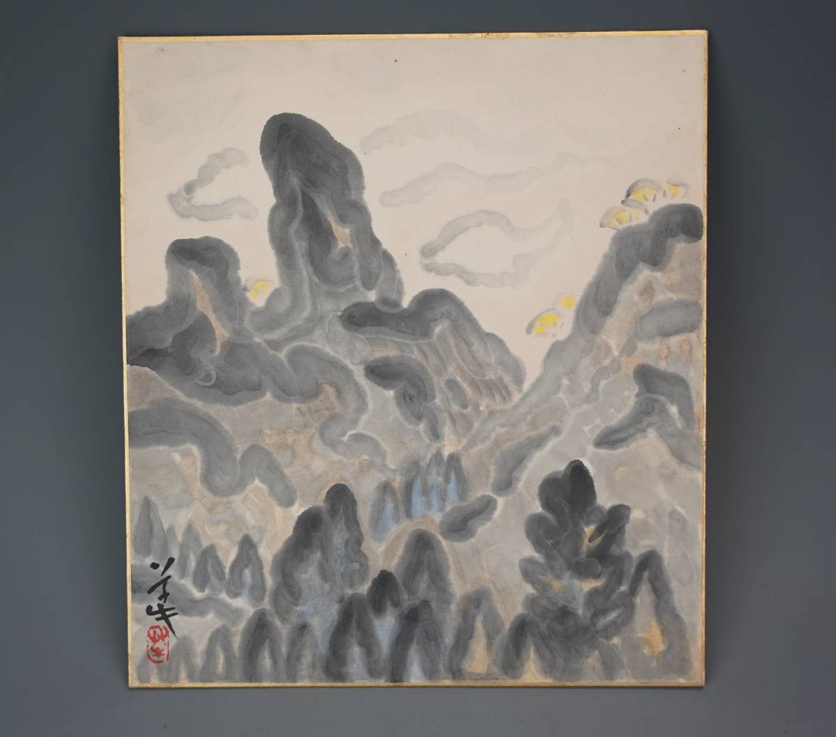鳴】「政治家　根本清蔵　個人蔵」　鈴木草牛　色紙　肉筆保証　10-23検：中国美術　掛軸　暁斎　歌川広重　円山応挙　浮世絵　日本画