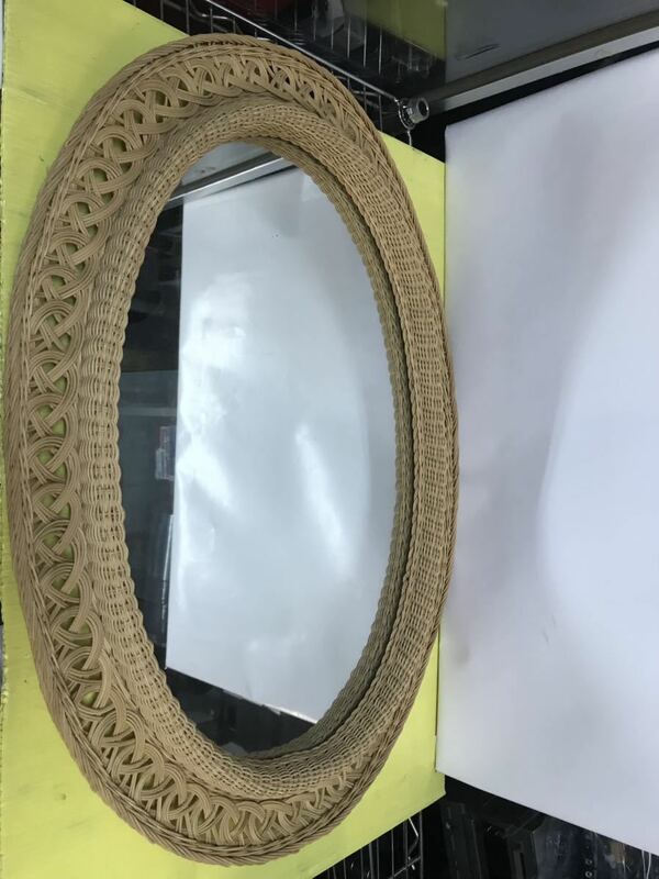 籐編み壁掛け鏡 ラタンフレーム ウォールミラー