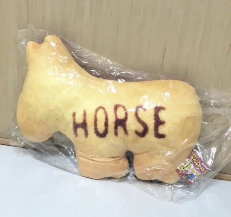 新品　未使用　たべっ子どうぶつ　ビスケット　クッション　HORSE ホース　ギンビス　菓子　馬　子供　プレゼント　たべっこ　大きい　BIG