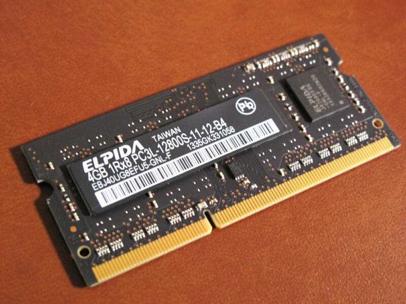 美品 ELPIDA エルピーダ製 メモリ 4GB 1R×8 SO-DIMM 204-pin PC3L-12800S 1.35V 低電圧対応 ノートパソコン向け