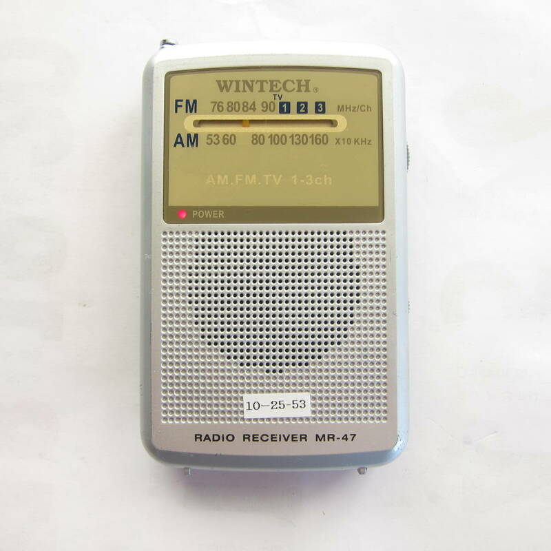 WINTECH ウィンテック AM/ワイドFMラジオ MR-47 難あり 新電池付 動作確認品 10-25-53