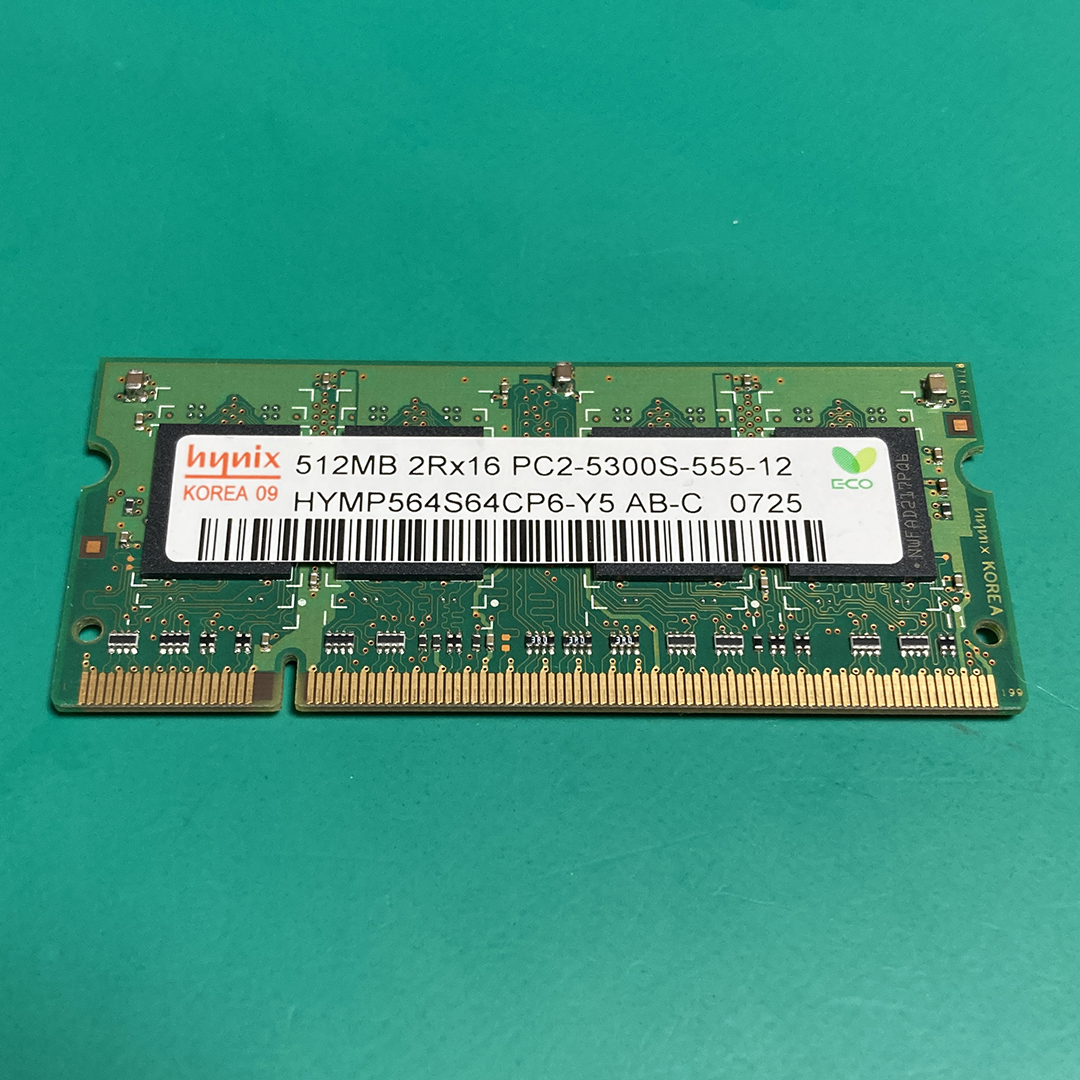 ★ ハイニックス Hynix ノートPC用メモリ PC2-5300S 512MB HYMP564S64CP6-Y5 ジャンク品 N00117