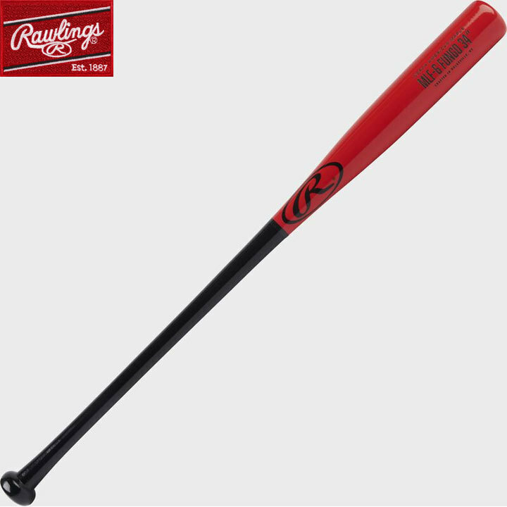 【日本未発売】ローリングス 野球 木製 ノックバット RAWLINGS MAPLE FUNGO BAT メープル94cm レッド /ブラック rwmlf-red37
