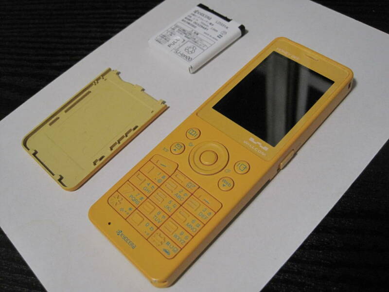 Willcom 初代 HONEY BEE Yellow WX331K PHS ガラケー 京セラ KYOCERA 充電不能 本体機能確認済(現状未確認) イエロー プロダクトデザイン