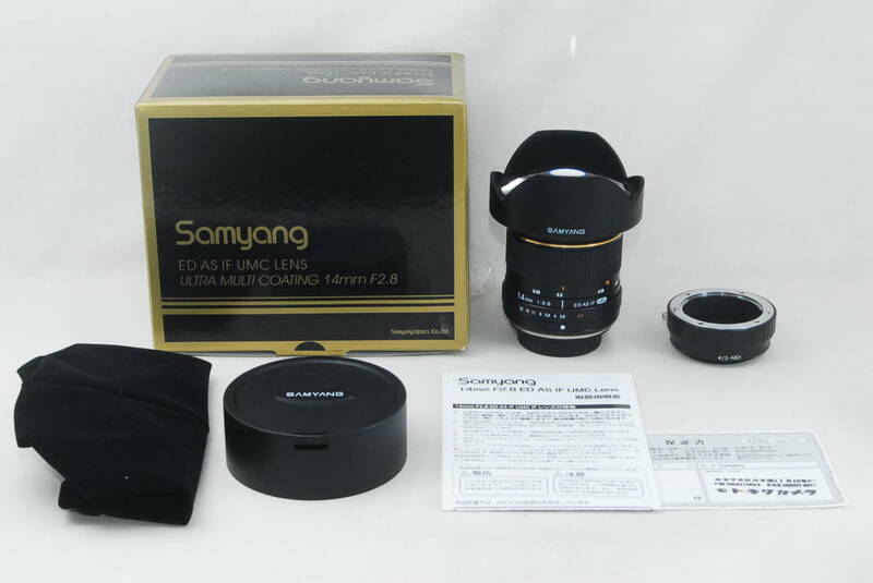 ★新品級★SAMYANG サムヤン 14mm F2.8 ED OLYMPUS フォーサーズ ソニーEマウント変換アダプター付き♪