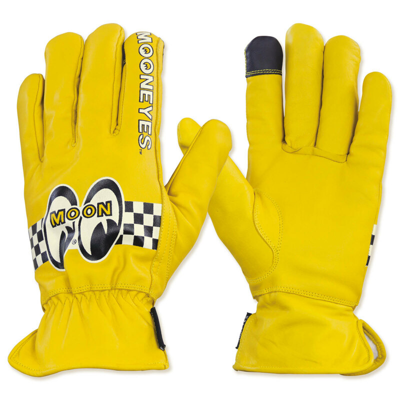 MOON ウィンター レザー グローブ 手袋 XLサイズ バイク 黄色 イエロー yellow 黄 バイクグローブ mooneyes ムーンアイズ XL ⑮ チェッカー