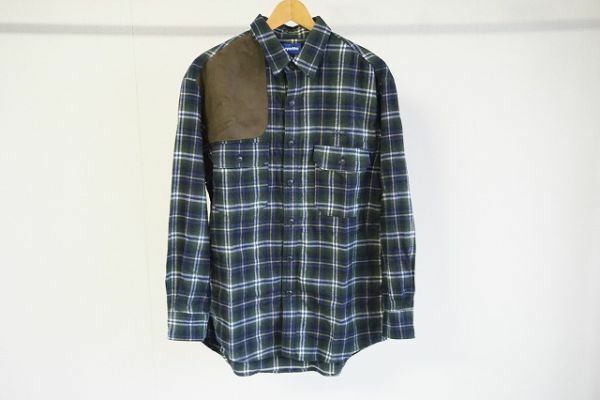 【即決】Lafayette ラファイエット メンズ 長袖シャツ チェックシャツ ショルダーパッド 濃緑系 サイズ:L 日本製 【773579】