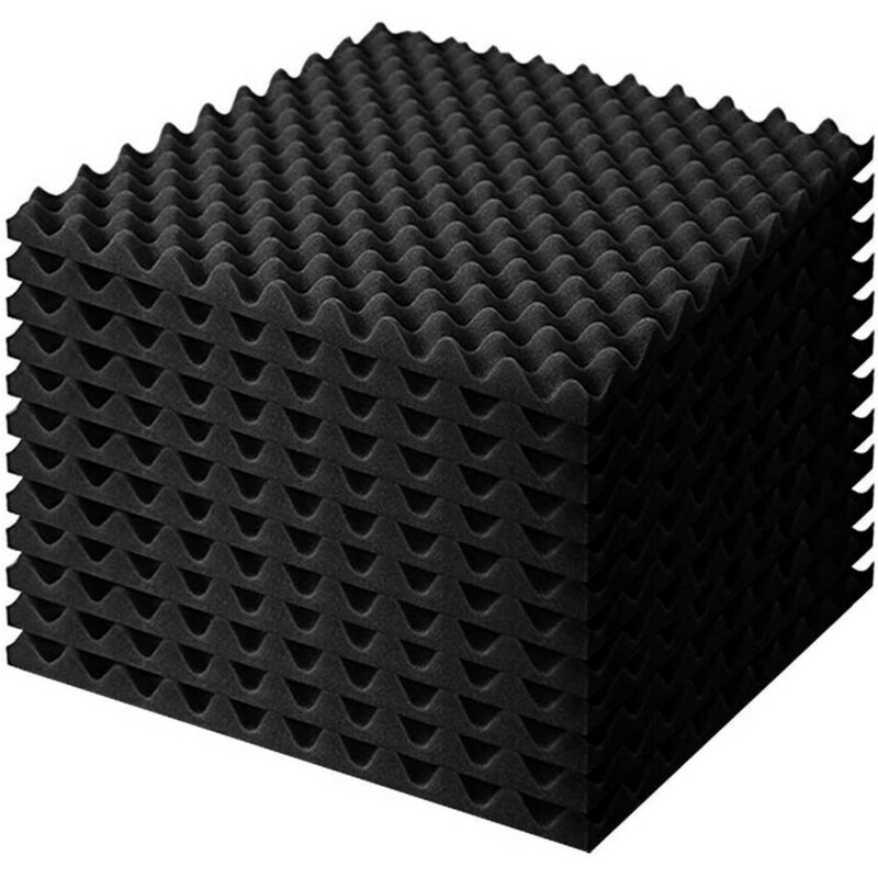 吸音材 防音シート 壁 波型 50*50cm 厚み2.5cm 12枚 防音材 壁 吸音シート 緩衝材 ウレタンフォーム スポンジ 高密度 音楽計画 ブラック