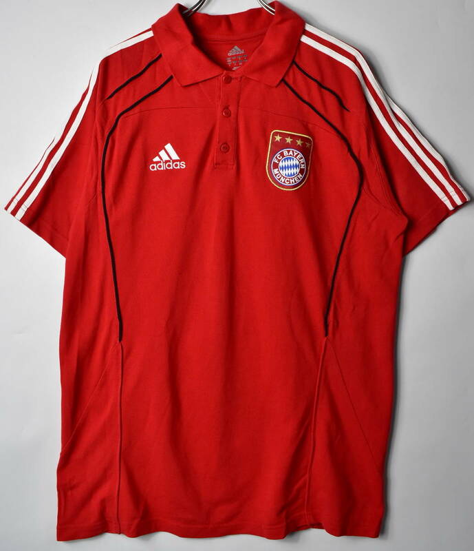 Adidas　アディダス　バイエルンミュンヘン　ポロシャツ　エンブレム　サッカー　フットボール　ゲームシャツ　Bayern Munich　713M217