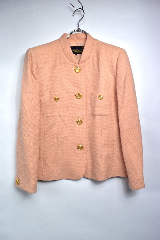Leilian　レリアン　ノーカラー ジャケット　エレガンス　婦人　気品　9号　シルエット　美しい　ピンク　Pink　1268M319