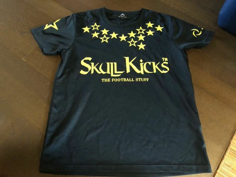 skull kicksスカルキックス半袖プラシャツL黒サッカーフットサルユニフォーム