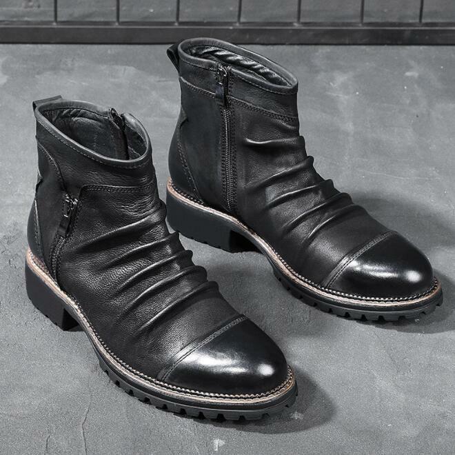 秋冬新品ブーツ メンズ ショートブーツ ミリタリーブーツ エンジニアブーツ ワークブーツ 紳士靴 作業靴 24.5-29cm 黒