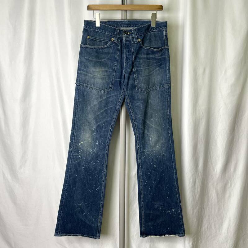 USA製 90s Levi's PREMIUM リーバイス ブーツカット ペンキ デニム パンツ W32×L34 フレア ベルボトム ブッシュ 00s オールド ビンテージ