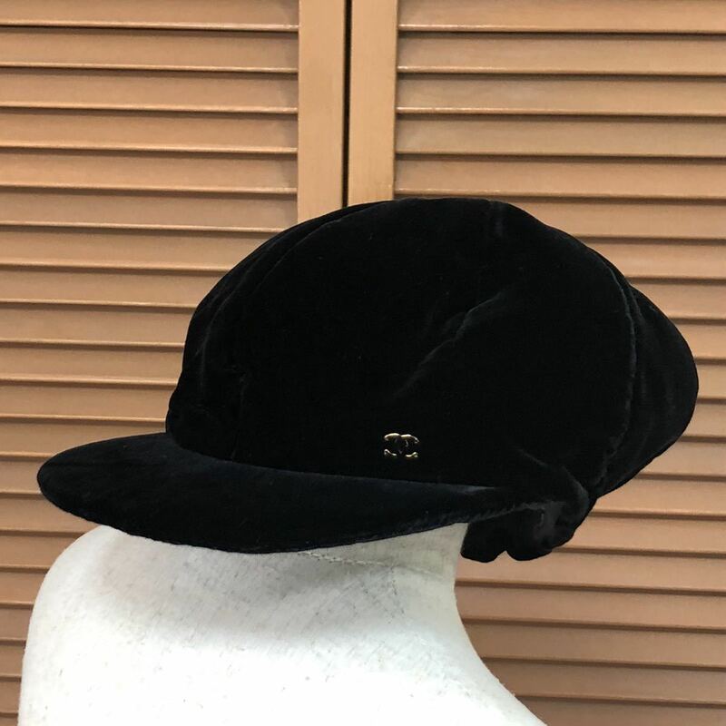 シャネル　キャスケット　帽子　ベロア　ココマーク　サイズ M (管I88 U02 )