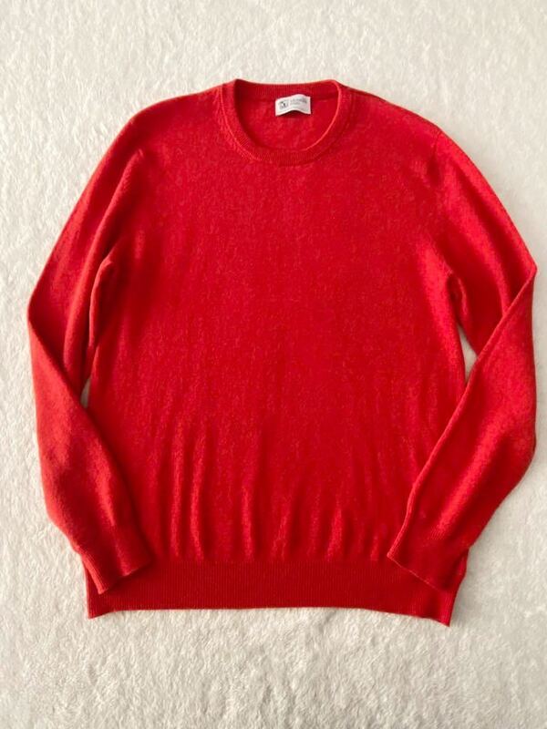 Johnstons of Elgin sizeM スコットランド製カシミヤセーター メンズ カシミアセーター cashmere100% ジョンストンズ レッド 朱色 オレンジ