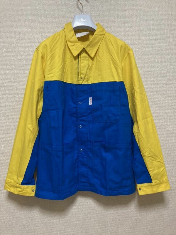 70's 80's ヨーロッパヴィンテージ USIFOR ワークジャケット ユーロワーク フレンチワーク カバーオール career apparel 44 青黄 2トーン