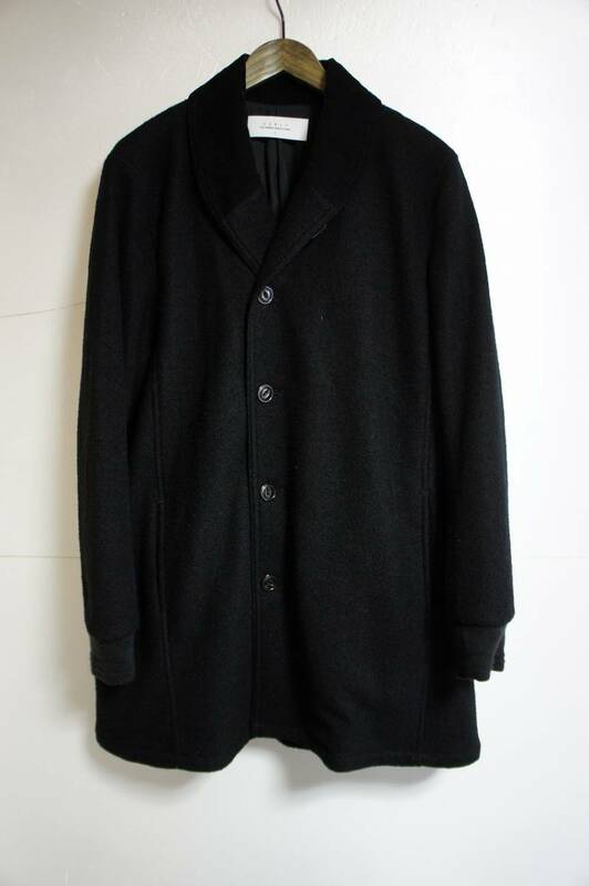 正規 curly カーリー frosted shawl coat ショールカラー コーデュロイ 切り替え ウール コート 黒 2 本物 1023M