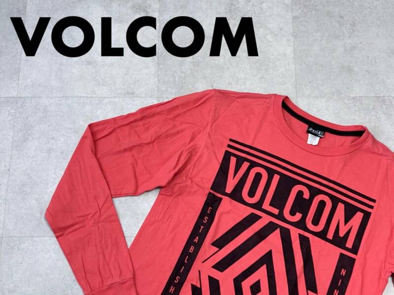 ☆送料無料☆ VOLOM ボルコム USA直輸入 古着 長袖 ロゴ Tシャツ メンズ Ｍ コーラルレッド トップス 中古 即決