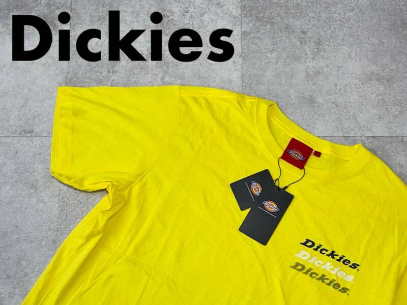 ☆送料無料☆ Dickies ディッキーズ 未使用 タグ付き 半袖 ロゴ Tシャツ メンズ XL バターイエロー トップス 即決