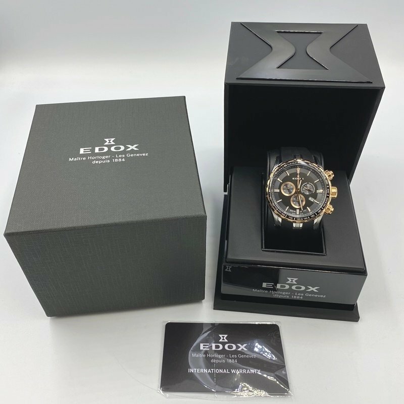【中古】EDOX 10226 グランドオーシャン クォーツ＜ 腕時計＞ エドックス ゴールド ブラック ウォッチ ブランド ファッション 