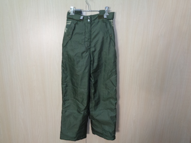 b990◆AIR WALK スノーウェアパンツ◆エア ウォーク size150 オリーブ 千鳥格子柄 ポリ素材 中綿入 キッズ 子ども アウトドア レジャー 4J