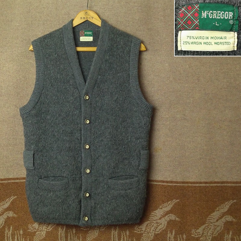 75％ モヘア 【McGREGOR】 60s Mohair Wool Cardigan Vest / 60年代 マクレガー カーディガン ベスト ウール ニット ビンテージ 50s70s
