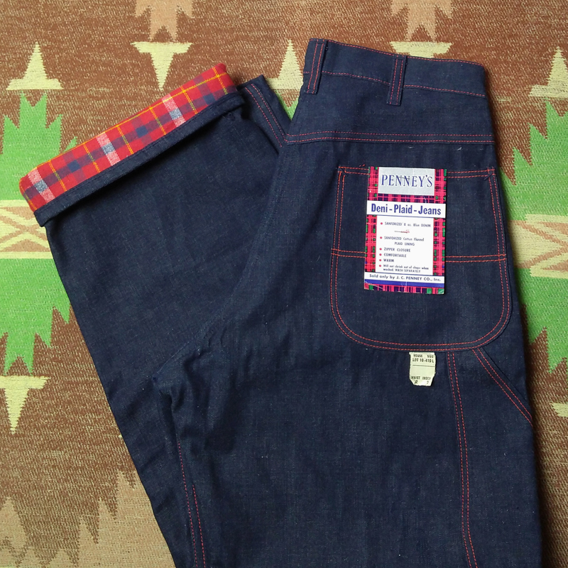 デッドストック 【PENNEY'S】 50s Flannel Lined Denim Work Pants W32 50年代 裏ネル デニム ワーク パンツ ペインター ビンテージ 40s60s