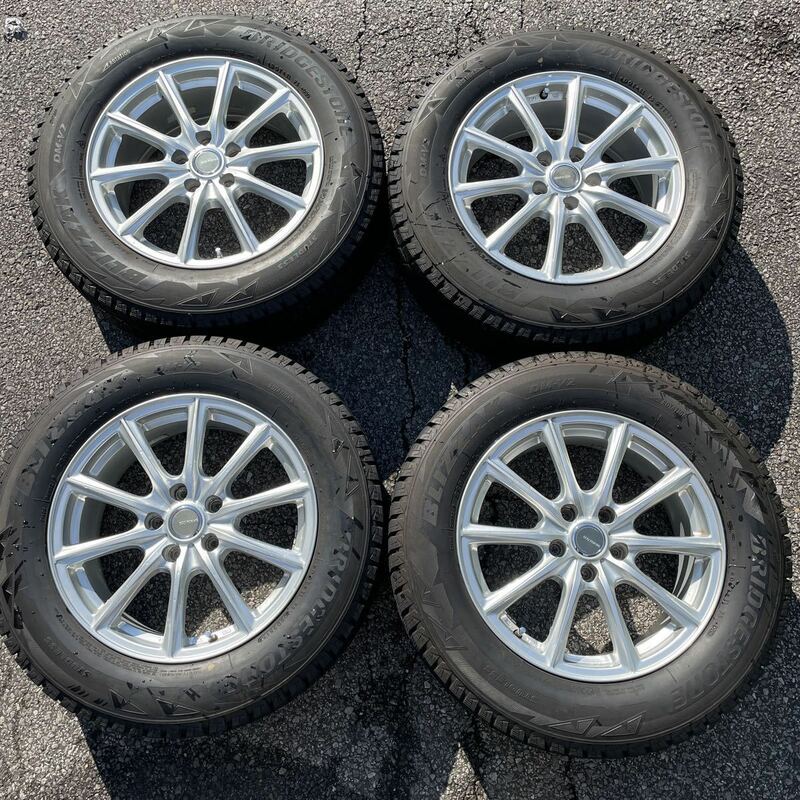 ★中古 スレ傷あり スタッドレスタイヤ×ホイール ブリヂストン BLIZZAK DM-V2 BRIDGESTONE 2015年製 溝3.5㎜ 225/65-17 PCD114.3＋45 7J★