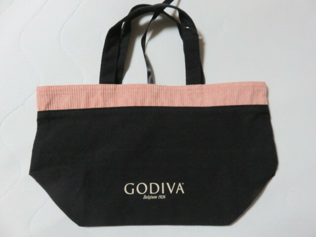 GODIVA ゴディバ 手提げバッグ ミニトートバッグ バッグ かばん サイズ370-220-160㎜ ブラックーライトピンク(コーヂュロイ) 紐 家庭保管品