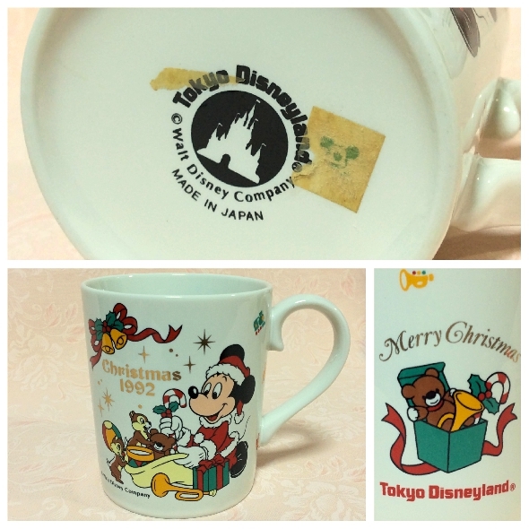 ★ 日本製 1992年 現状品 90's 当時物 ディズニーランド 高さ約8.7cm マグカップ クリスマス TDL ディズニー ミッキー チップ デール 1992