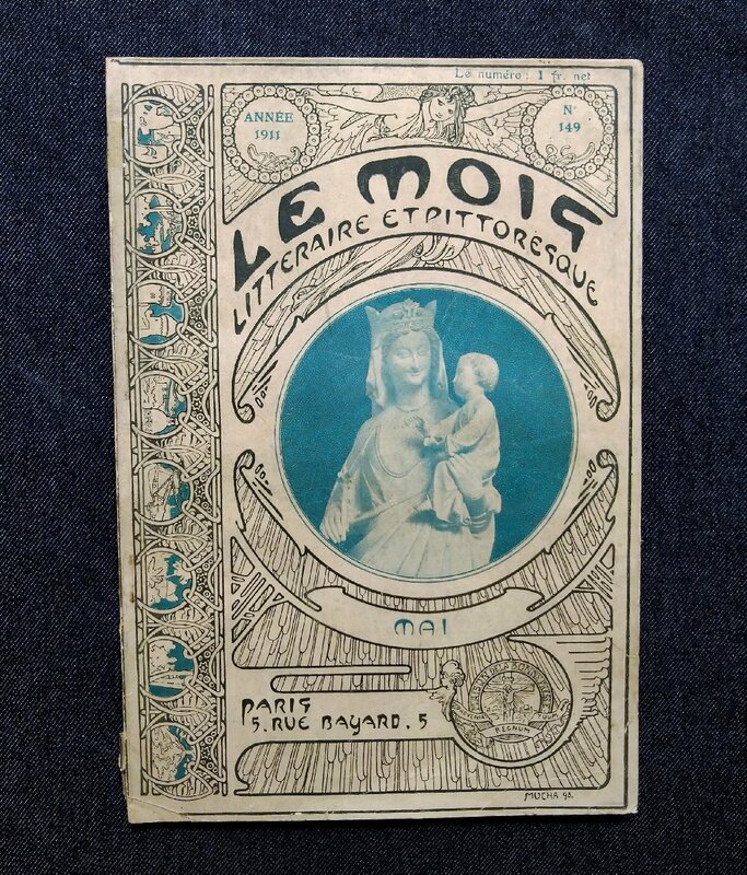 1911年 アルフォンス・ミュシャ 表紙 Alfons Mucha Le Mois フランス洋書 アンリ・ルソー 挿絵 Henri Rousseau/植物画 Alexandre Acloque