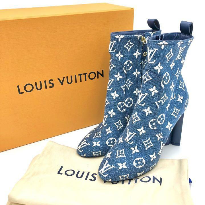 『LOUIS VUITTON』ヴィトン (40) モノグラムデニムショートブーツ