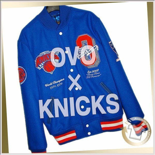 100■21AW OVO×NBA KNICKS VARSITY JACKET ブルー Sサイズ 未使用 即完売 激レア スタジャン Octobers Very Own SK24_220923_1