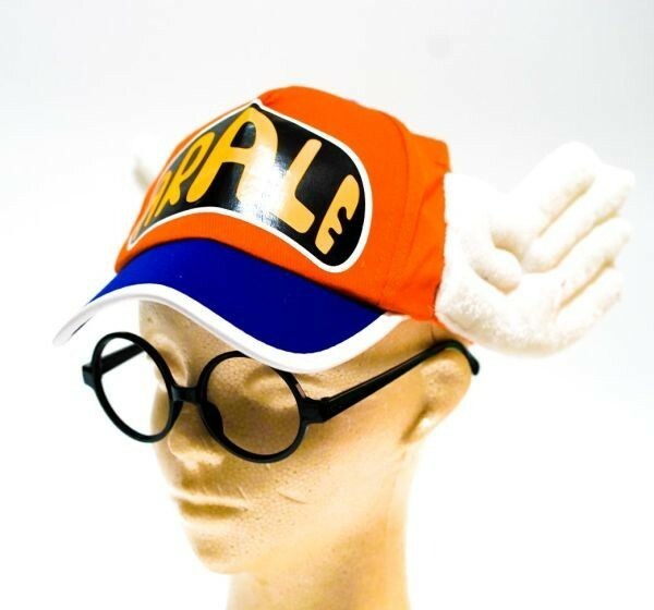 帽子 アラレ アラレちゃん 橙 オレンジ 子供用 ドクタースランプ キャップ 仮装 めがね 眼鏡 セット コスプレ