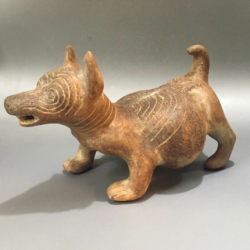 樒64）プリミティブアート　アフリカ陶芸　時代　置物　犬　ハイエナ　ジャッカル　陶器