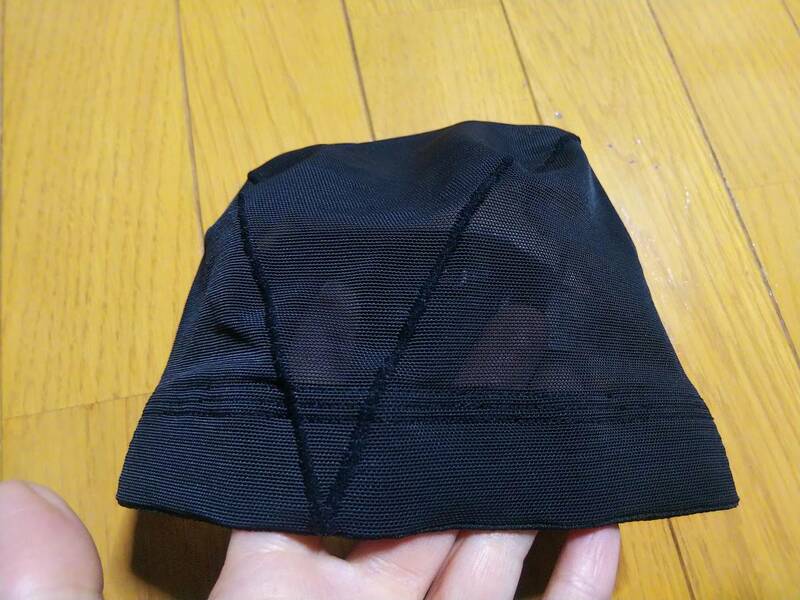 水泳帽 メッシュキャップ スイミングキャップ Mサイズ キッズサイズ 黒色 ブラック USED