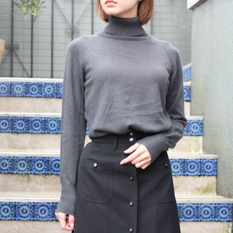 GUCCI CASHMERE100% HIGH NECK KNIT/MADE IN ITALYグッチカシミヤ100%ハイネックニット