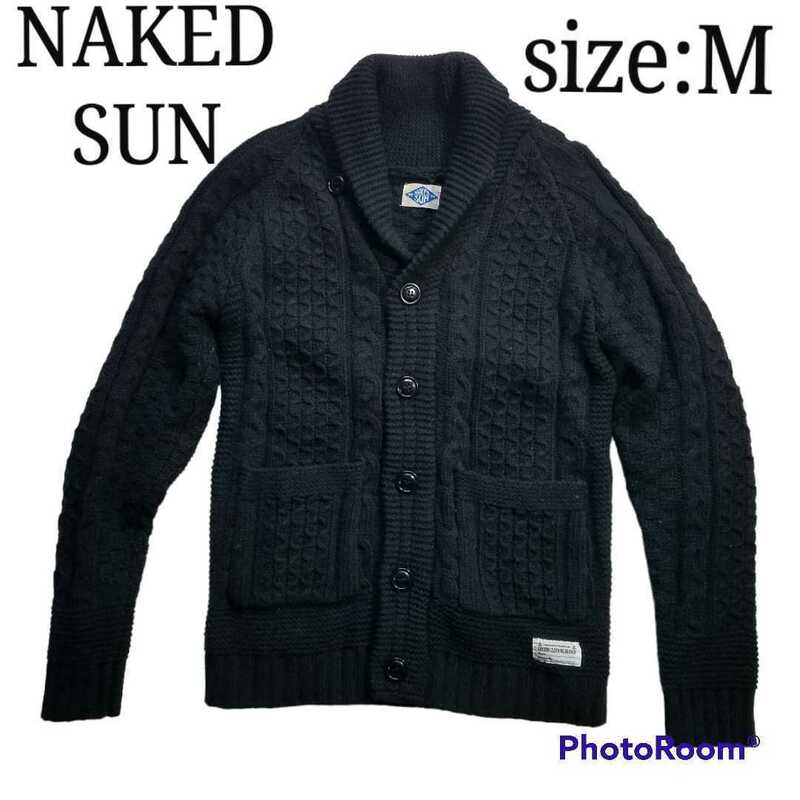 NAKED SUN ニット カーディガン ショールカラー ニットジャケット BLACK 黒 ネイキッドサン セーター ブラック