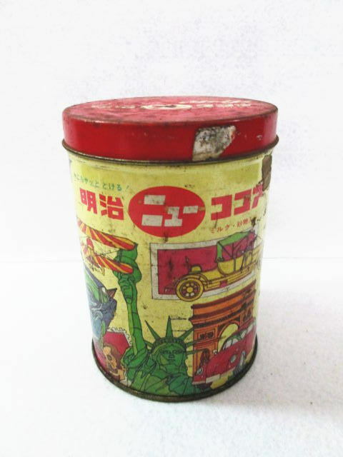 【Meiji/明治 ニューココア 缶】丸型/レトロ/当時物